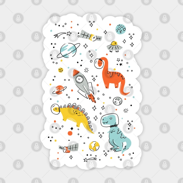 Sketchy Space Dinosaurs Sticker by latheandquill